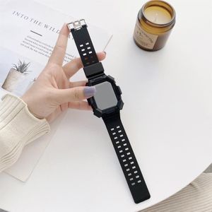 Solid Color Integrated TPU Replacement Strap Watchband For Apple Watch Series 7 & 6 & SE & 5 & 4 40mm  / 3 & 2 & 1 38mm(Black)