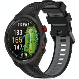 Voor Garmin Approach S70 47 mm sport tweekleurige siliconen horlogeband (zwart + grijs)