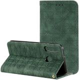 For Huawei P40 lite E / Y7p 2020 Lucky Flowers Embossing Pattern Magnetic Horizontal Flip Leather Case with Holder & Card Slots(Dark Green)