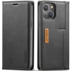 LC.IMEEKE LC-001 Series PU + TPU Color Matching Frosted Horizontal Flip Leather Case with Holder & Card Slot For iPhone 13 mini(Black)