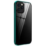 Double Sides Tempered Glass Magnetic Adsorption Metal Frame HD Screen Case For iPhone 12 Pro Max(Bright Green)