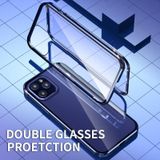 Double Sides Tempered Glass Magnetic Adsorption Metal Frame HD Screen Case For iPhone 12 Pro Max(Bright Green)