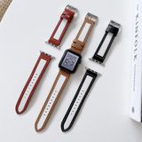 Canvas Leather Alternative Strap For Apple Watch Series 7 41mm / 6&SE&5&4 40mm / 3&2&1 38mm(White+Light Brown)