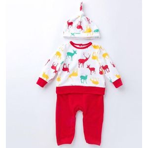 Tweedelige Baby Long-sleeved Cartoon Print Jumpsuit Hat (Kleur: Rood formaat:73)