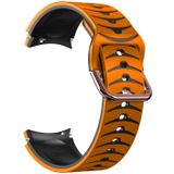 Voor Samsung Galaxy Watch 5 44 mm gebogen textuur siliconen horlogeband (oranje + zwart)