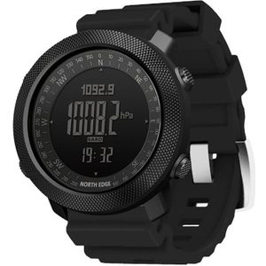 NORTH EDGE Multi-function Waterproof Outdoor Sports Electronic Smart Watch  Support Humidity Measurement / Weather Forecast / Speed Measurement  Style:Silicone Strap(Black)