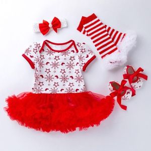 Vierdelige Baby Kort-mouwen Kerst Cartoon Print Dress (Kleur: Witte Maat: 80)