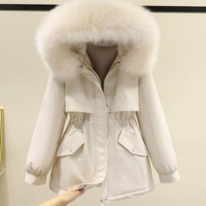 Losse verdikking naar beneden gevoerde jas (kleur: wit Maat: XL)
