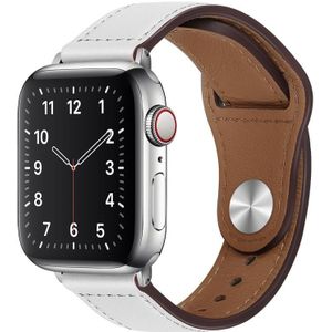 PU lederen zilveren gesp horlogeband voor Apple Watch Series 7 45 mm / 6 & SE & 5 & 4 44 mm / 3 & 2 & 1 42 mm
