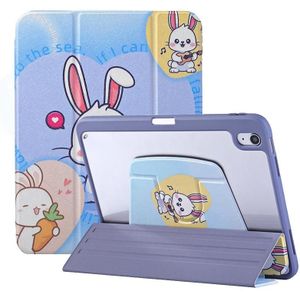 Voor iPad mini 6 3-voudige 360-rotatie beschilderde lederen slimme tablethoes (Bunny)