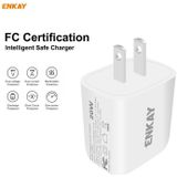 ENKAY Hat-Prince 20W PD Type-C + QC 3.0 USB Fast Charging Travel Charger Power Adapter with Fast Charge Data Cable  US Plug(With Type-C Cable)