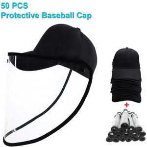 50 PCS Anti-Speeksel Splash Anti-Spitting Anti-Fog Anti-Oil Beschermende Baseball Cap Masker verwijderbare Face Shield (Zwart)