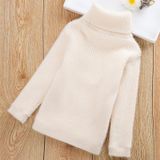 Plus Cashmere Style Letter Pattern Mink Cashmere Children Turtleneck Knitted Sweater (Color:Khaki Size:140cm)