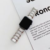 Three Beads Ceramics Steel Replacement Strap Watchband For Apple Watch Series 7 & 6 & SE & 5 & 4 40mm  / 3 & 2 & 1 38mm(Rose Gold+White)
