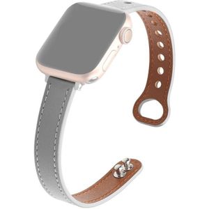 Double Nail Lederen vervangende band horlogeband voor Apple Watch Series 6 & SE & 5 & 4 44mm / 3 & 2 & 1 42mm