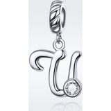 S925 Sterling Silver 26 English Letter Pendant DIY Bracelet Necklace Accessories  Style:U
