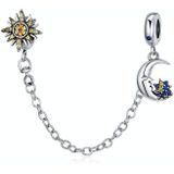 S925 Sterling Silver Sun Moon Star Safety Chain DIY Bracelet Necklace Accessories