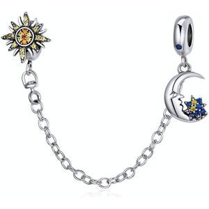S925 Sterling Silver Sun Moon Star Safety Chain DIY Bracelet Necklace Accessories