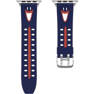 For Apple Watch Series 3 & 2 & 1 38mm Fashion Smiling Face Pattern Silicone Watch Strap (Blue+Red)