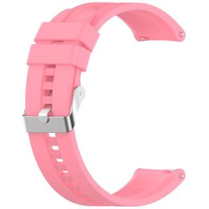 For Amazfit GTS 2e / GTS 2 20mm Silicone Replacement Strap Watchband with Silver Buckle(Pink)