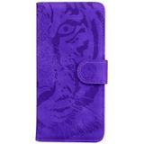 Voor Motorola Moto E6s 2020 Tiger Embossing Pattern Horizontale Flip Lederen Case met Holder & Card Slots & Wallet(Paars)