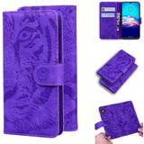 Voor Motorola Moto E6s 2020 Tiger Embossing Pattern Horizontale Flip Lederen Case met Holder & Card Slots & Wallet(Paars)