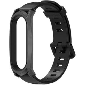 For Xiaomi Mi Band 6 / 5 / 4 / 3 Mijobs Flat Hole Silicone Watch Band  Style:GT Case(Black+Black)