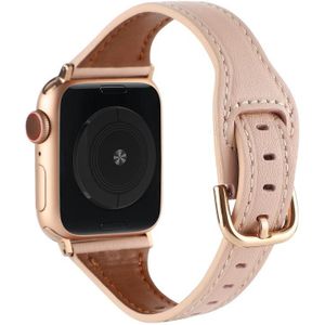 T-shaped Genuine Leather Starry Sky Watch Band For Apple Watch Series 7 41mm / 6&SE&5&4 40mm / 3&2&1 38mm(Pink)