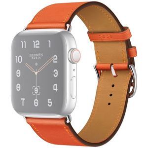 For Apple Watch Series 5 & 4 40mm / 3 & 2 & 1 38mm Replacement Leather Strap Watchband(Orange)