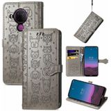 Voor Nokia 5.4 Mooie kat en hond embossing patroon horizontale flip lederen tas  met houder & kaart slots & portefeuille en cartoon clasp & lanyard