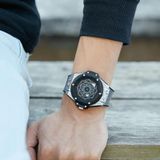 CAGARNY 6868 Geometrische Polygon Dial Quartz Dual Movement Watch Men TPU Strap Watch (Gray Belt Black Shell)