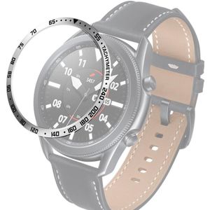 For Samsung Galaxy Watch 3 45mm Smart Watch Steel Bezel Ring  E Version(Silver Ring Black Letter)
