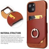 Fierre Shann olie wax textuur lederen achterkant case met 360 graden rotatie houder & kaart slot voor iphone 13 mini