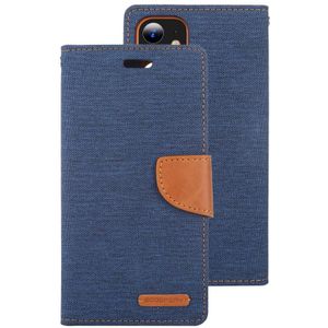 For iPhone 12 mini GOOSPERY CANVAS DIARY Cross Texture Horizontal Flip Leather Case with Card Slots & Wallet & Holder(Navy Blue)