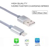 1m 3A Woven Style Metal Head 8 Pin to USB Data / Charger Cable  For iPhone X / iPhone 8 & 8 Plus / iPhone 7 & 7 Plus / iPhone 6 & 6s & 6 Plus & 6s Plus / iPad(Silver)