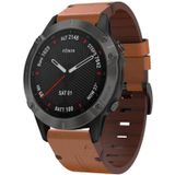 Voor Garmin Fenix 6 Sapphire GPS 22mm lederen stalen gesp horlogeband