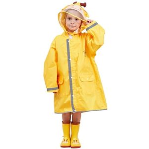 Kinderen cartoon dier waterdichte jumpsuit regenjas jongens meisjes kinderen Regenkleding Hooded regenjas pak  maat: L (geel)
