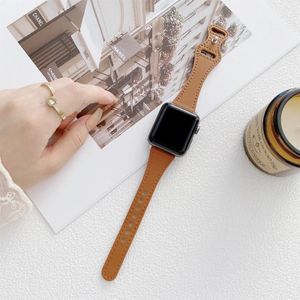 Small Waist 8-shape Reverse Buckle Leather Replacement Strap Watchband For Apple Watch Series 7 & 6 & SE & 5 & 4 40mm / 3 & 2 & 1 38mm(Brown)