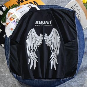 Wings Reflective Round Neck Short-sleeved Loose Printed Cotton T-shirt (Color:Black Size:XXXXXL)