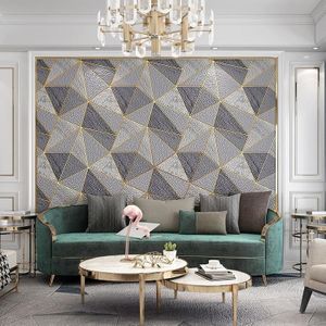 Home Geometric Wallpaper Deerskin Velvet Non-self-adhesive Thickened Wallpaper  Size:53x1000cm(Dark Grey)