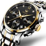 OLEVS 2858 heren multifunctioneel zakelijk waterdicht quartzhorloge (zwart + goud)