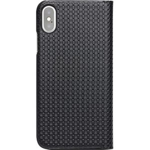 For iPhone XS / X QIALINO Grid Texture Horizontal Flip Leather Case  with Smart View Window & Sleep / Wake-up Function(Black)