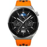Voor Huawei Watch GT3 Pro 46 mm tweekleurige siliconen horlogeband met rond gat (oranje zwart)