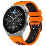Voor Huawei Watch GT3 Pro 46 mm tweekleurige siliconen horlogeband met rond gat (oranje zwart)