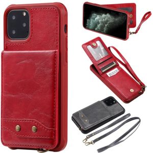 For iPhone 11 Pro Vertical Flip Shockproof Leather Protective Case with Long Rope  Support Card Slots & Bracket & Photo Holder & Wallet Function(Red)