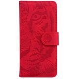 For Motorola Moto E (2020) / Moto E7 Tiger Embossing Pattern Horizontal Flip Leather Case with Holder & Card Slots & Wallet(Red)