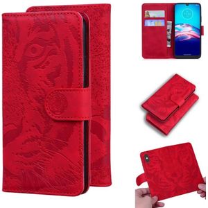 For Motorola Moto E (2020) / Moto E7 Tiger Embossing Pattern Horizontal Flip Leather Case with Holder & Card Slots & Wallet(Red)