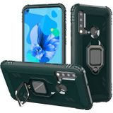 For Huawei Nova 5i / P20 Lite(2019) Carbon Fiber Protective Case with 360 Degree Rotating Ring Holder(Green)