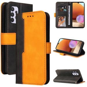 Voor Samsung Galaxy A32 4G Business Stitching-Color Horizontal Flip PU Lederen Case met Houder & Card Slots & Fotolijst (Oranje)