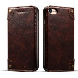 For iPhone 8 / 7 Baroque Simple Horizontal Flip Leather Case  with Holder & Card Slots & Wallet(Dark Brown)